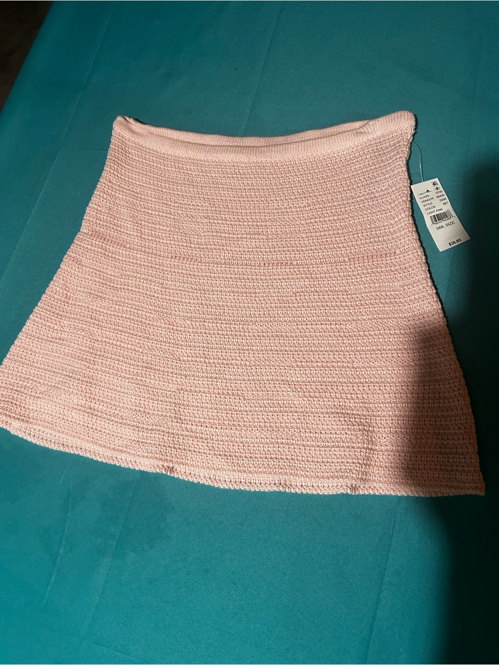 La Hearts Pale Pink Crochet Skater Skirt